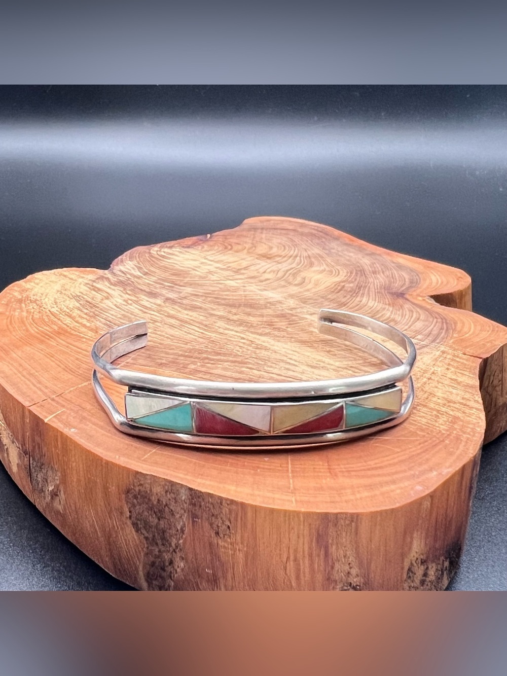 Native American Inlay Cuff by Charlene Zunie - Picture 3 of 9